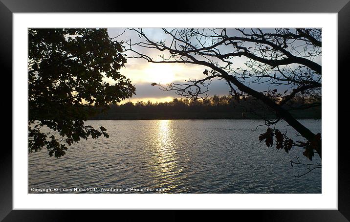 Autumn Sunset Over The Lake Framed Mounted Print by Tracy Hicks