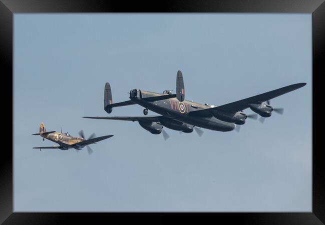 BBMF Lancaster and Spitfire Framed Print by J Biggadike