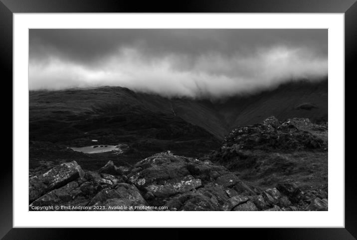 Moody weather in the Cumbrian Mountains Framed Mounted Print by Emil Andronic