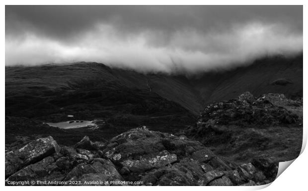 Moody weather in the Cumbrian Mountains Print by Emil Andronic