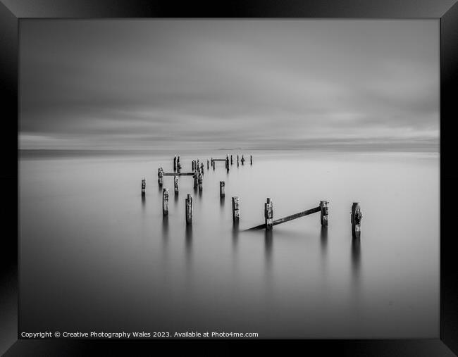 Swanage Pier in monochrome Jurassic Coast in Dorset Framed Print by Creative Photography Wales