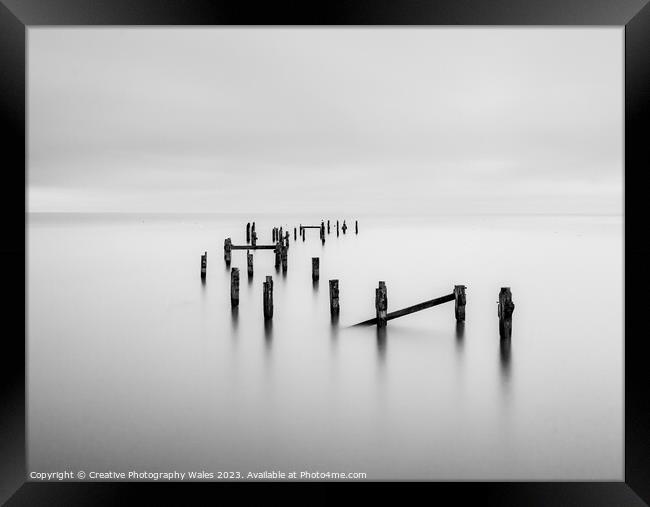 Swanage Pier in monochrome Jurassic Coast in Dorset Framed Print by Creative Photography Wales