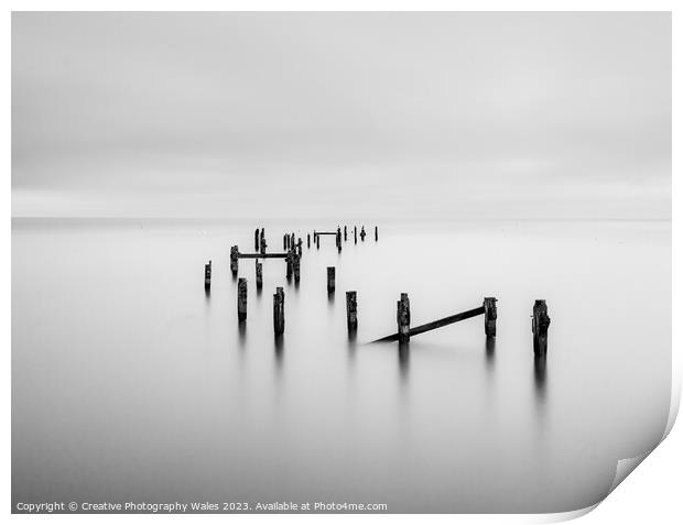 Swanage Pier in monochrome Jurassic Coast in Dorset Print by Creative Photography Wales