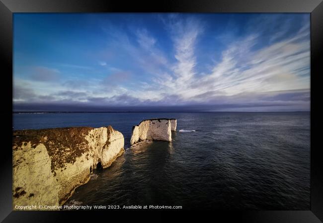 Old Harry Rocks, Jurassic Coast in Dorset Framed Print by Creative Photography Wales