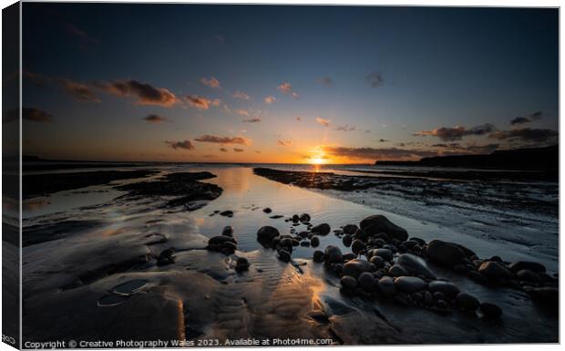 Kimmeridge Bay sunset Canvas Print by Creative Photography Wales