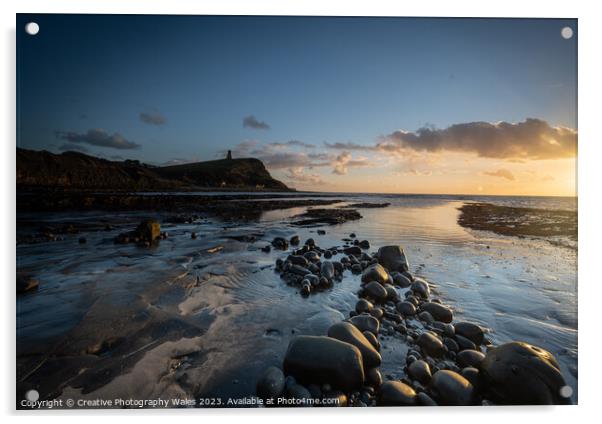 Kimmeridge Bay sunset Acrylic by Creative Photography Wales