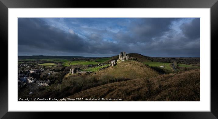 Corfe Castle view Dorset Framed Mounted Print by Creative Photography Wales