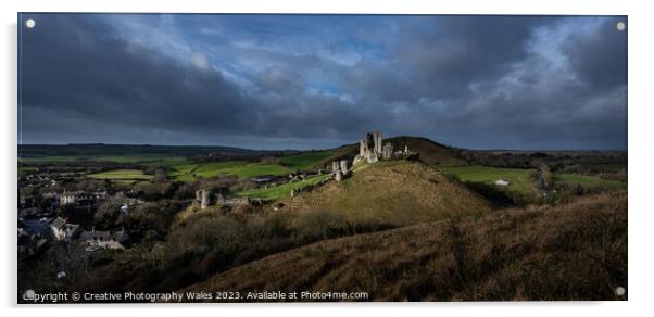 Corfe Castle view Dorset Acrylic by Creative Photography Wales