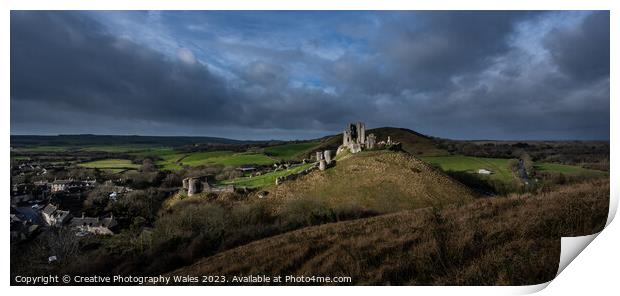 Corfe Castle view Dorset Print by Creative Photography Wales