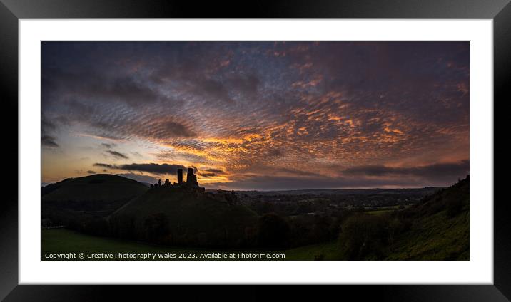 Corfe Castle view Dorset Framed Mounted Print by Creative Photography Wales
