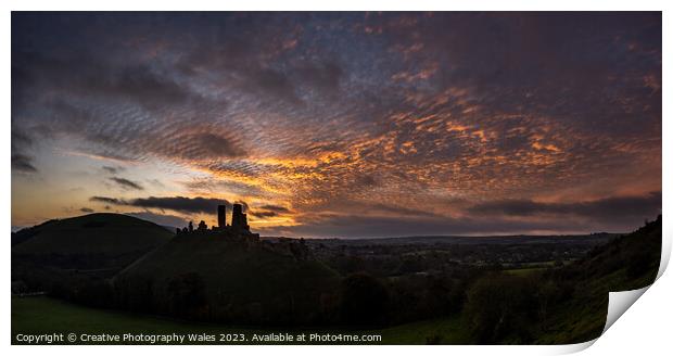 Corfe Castle view Dorset Print by Creative Photography Wales