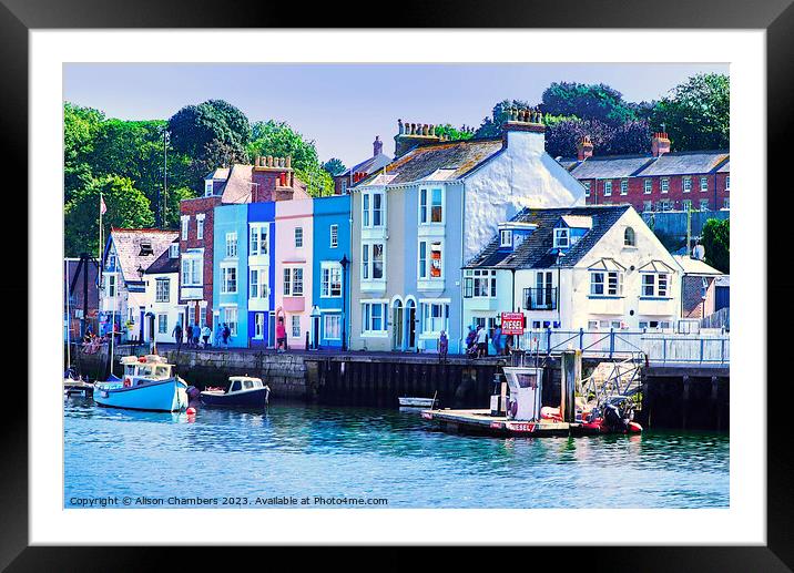 Weymouth Harbour Houses Framed Mounted Print by Alison Chambers