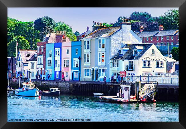 Weymouth Harbour Houses Framed Print by Alison Chambers
