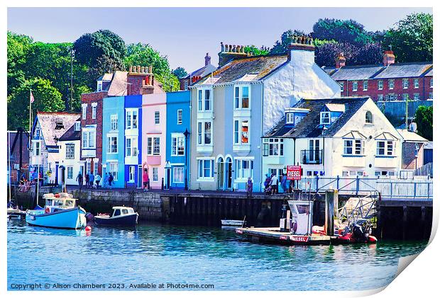 Weymouth Harbour Houses Print by Alison Chambers
