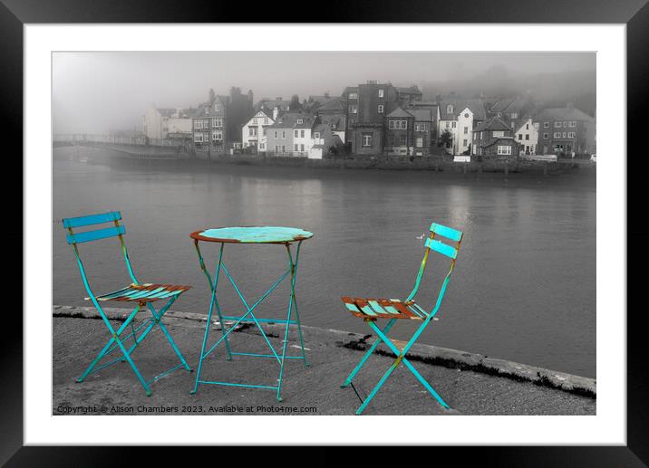 Whitby Harbour Where The Fishermen sit Framed Mounted Print by Alison Chambers