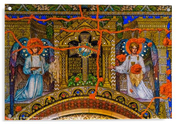 Angels Mosaic Kaiser Wilhelm Memorial Church Berlin Germany Acrylic by William Perry