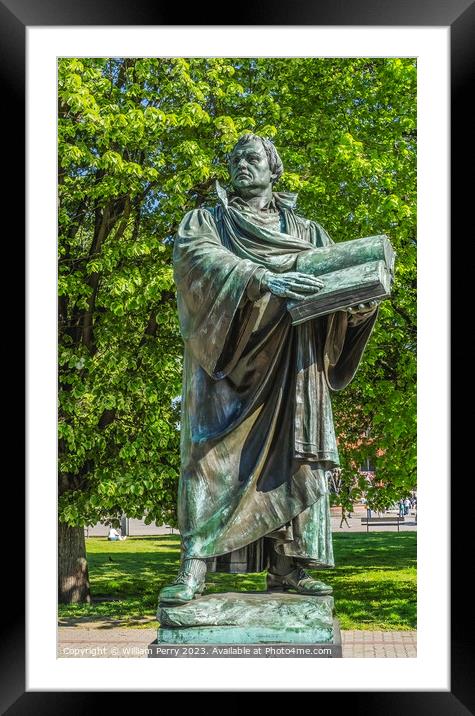Martin Luther Statue Berlin Germany Framed Mounted Print by William Perry