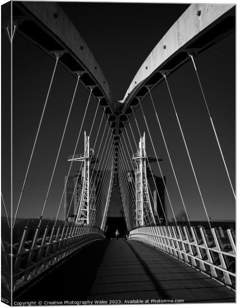 Salford Quays Lift Bridge, Manchester Canvas Print by Creative Photography Wales