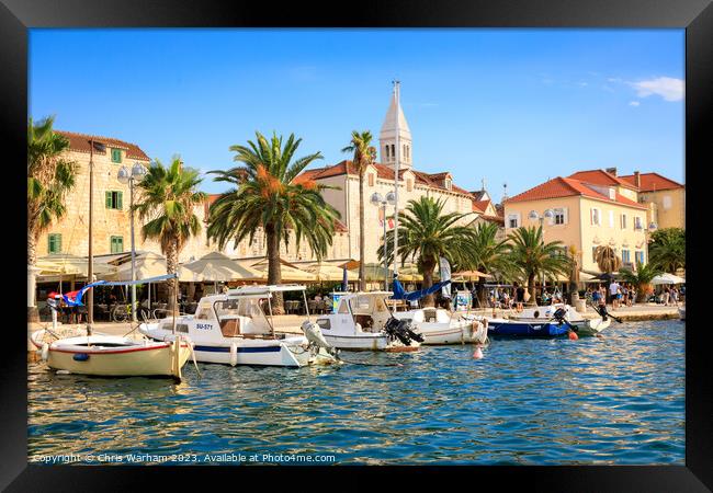 Supetar harbour  on the island of Brac in Croatia in afternoon s Framed Print by Chris Warham