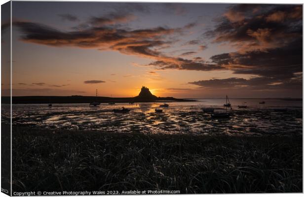 Dawn at Lindisfarne Harbour on Holy Island, Northumberland Canvas Print by Creative Photography Wales