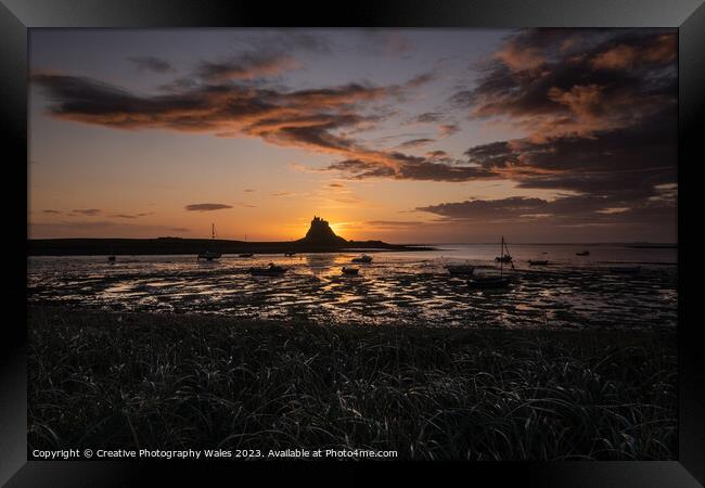 Dawn at Lindisfarne Harbour on Holy Island, Northumberland Framed Print by Creative Photography Wales