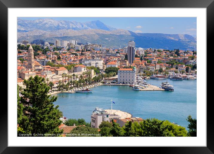 Split cityscape - view across the harbour towards  Split Old Town Framed Mounted Print by Chris Warham
