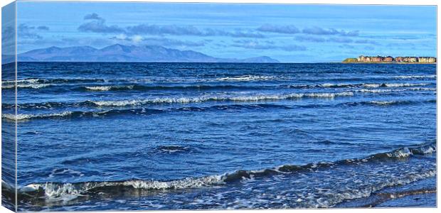 Arran`s mountains and Troon  Canvas Print by Allan Durward Photography