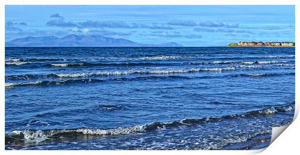 Arran`s mountains and Troon  Print by Allan Durward Photography