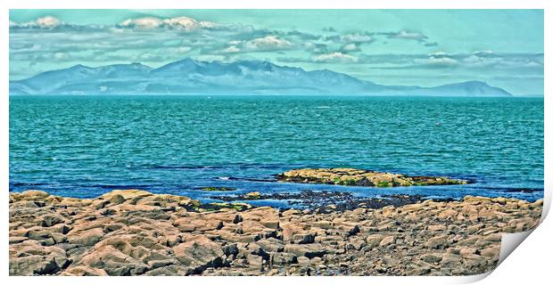 Arran, its mountains viewed from Troon  Print by Allan Durward Photography