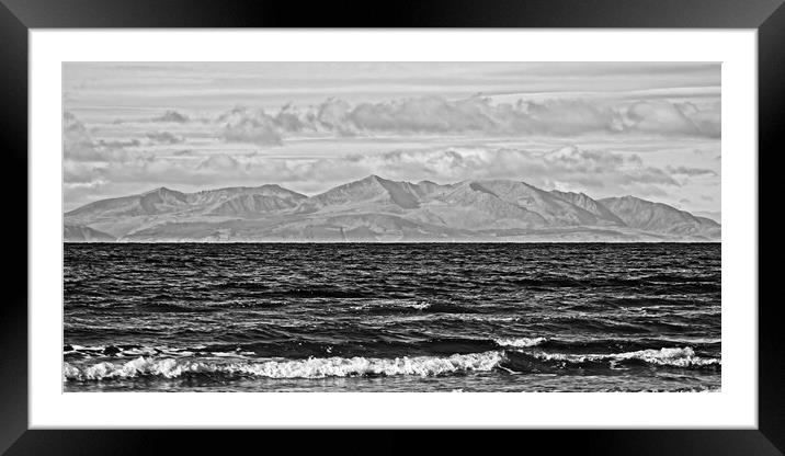 Arran`s mountains viewed from Troon Framed Mounted Print by Allan Durward Photography