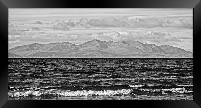 Arran`s mountains viewed from Troon Framed Print by Allan Durward Photography