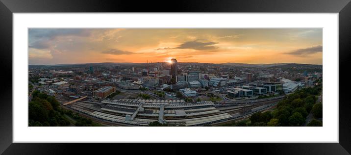 Sheffield Cityscape Sunset Framed Mounted Print by Apollo Aerial Photography