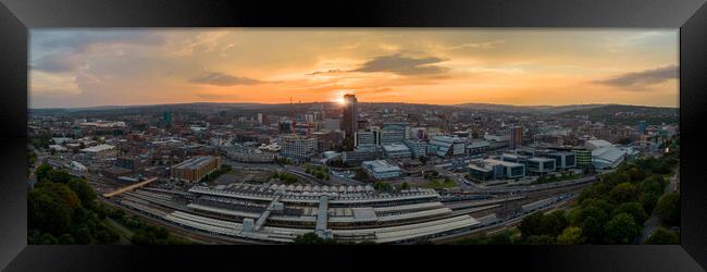 Sheffield Cityscape Sunset Framed Print by Apollo Aerial Photography