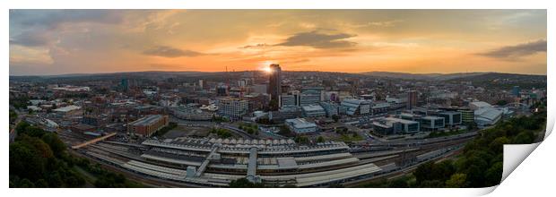 Sheffield Cityscape Sunset Print by Apollo Aerial Photography