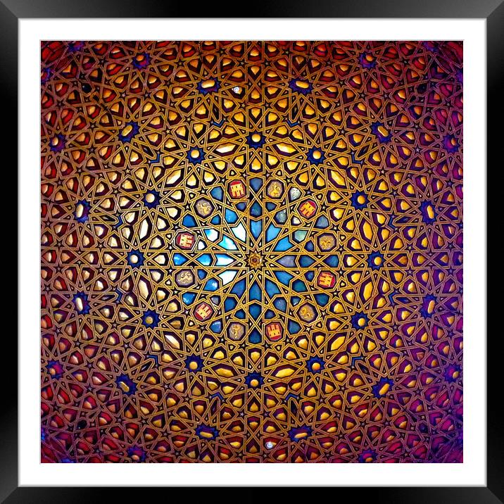 Doomed ceiling in the Alcazar Palace Seville Spain Framed Mounted Print by Steve Painter