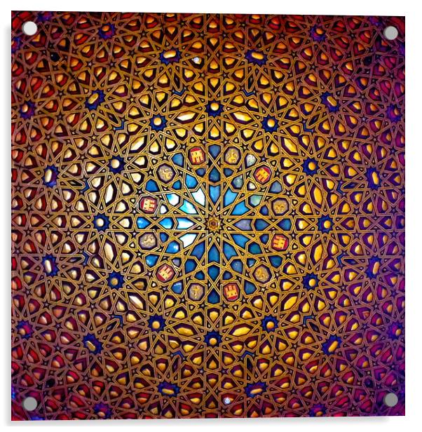 Doomed ceiling in the Alcazar Palace Seville Spain Acrylic by Steve Painter