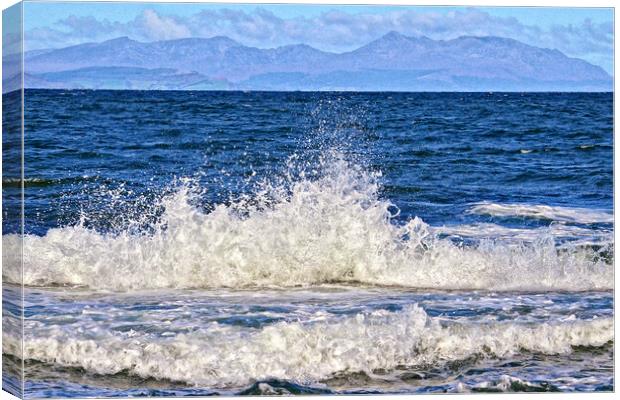 Firth of Clyde waves at Dunure, Ayrshire, Scotland Canvas Print by Allan Durward Photography