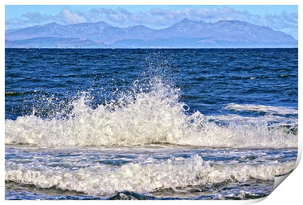 Firth of Clyde waves at Dunure, Ayrshire, Scotland Print by Allan Durward Photography