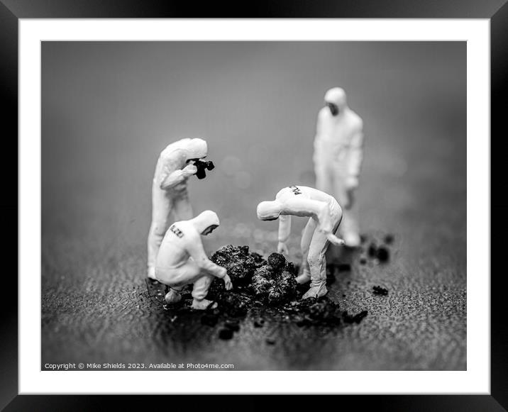 Miniature Forensics: Investigating Roadside Manure Framed Mounted Print by Mike Shields