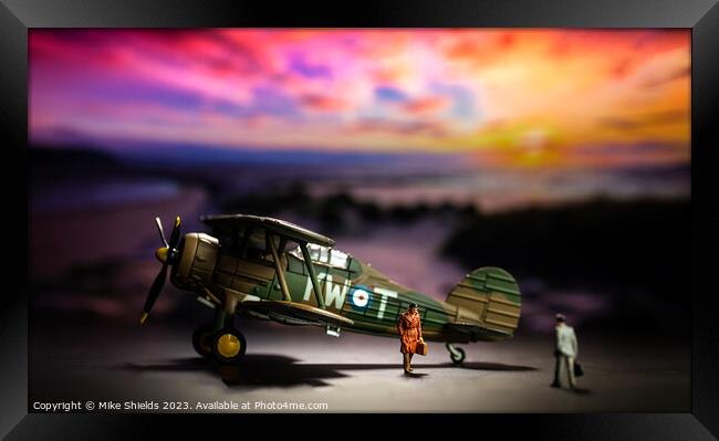 Shadowy Exchange on the Runway Framed Print by Mike Shields