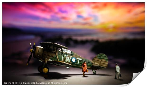 Shadowy Exchange on the Runway Print by Mike Shields