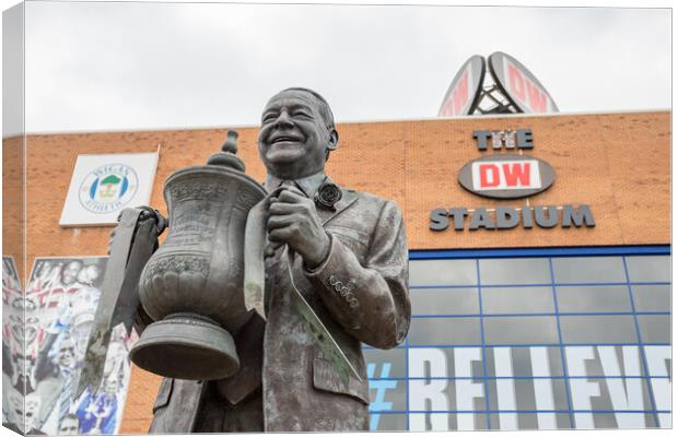 Dave Whelan statue by the DW Stadium Canvas Print by Jason Wells
