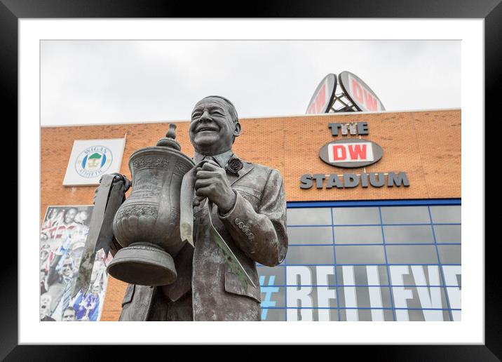 Dave Whelan statue by the DW Stadium Framed Mounted Print by Jason Wells