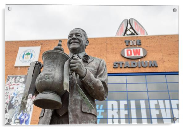 Dave Whelan statue by the DW Stadium Acrylic by Jason Wells