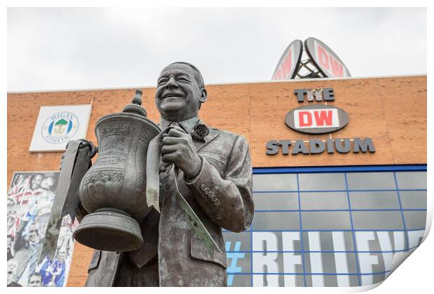 Dave Whelan statue by the DW Stadium Print by Jason Wells