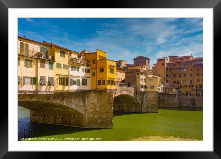 Florence's Timeless Bridge: Ponte Vecchio Framed Mounted Print by Steven Dale