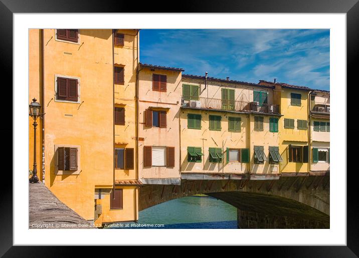 Florence's Historic Ponte Vecchio Bridge Framed Mounted Print by Steven Dale