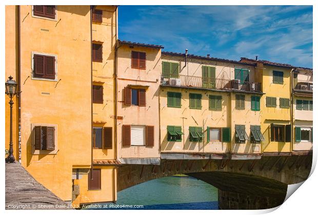 Florence's Historic Ponte Vecchio Bridge Print by Steven Dale