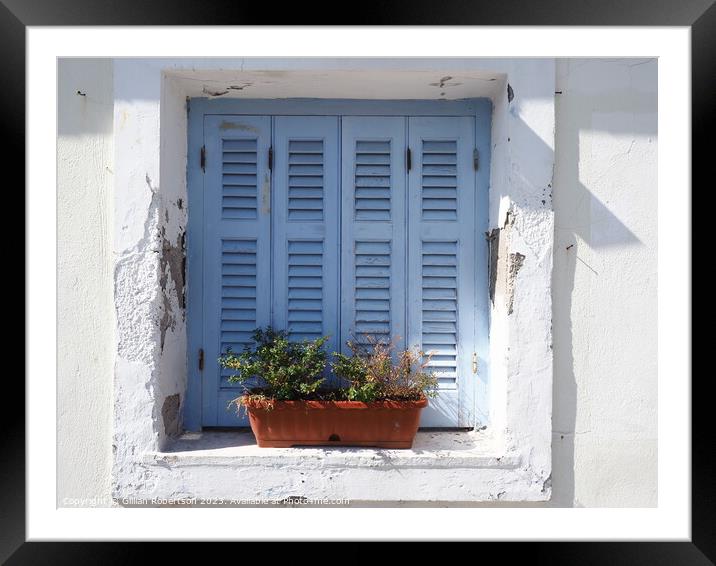 Corfu shutters Framed Mounted Print by Gillian Robertson
