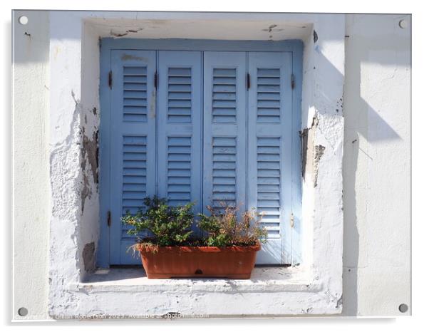 Corfu shutters Acrylic by Gillian Robertson
